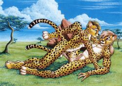 1990s 1996 20th_century 2boys anthro anthro_focus anthro_only cheetah day daytime duo felid feline frank_gembeck fur furry gay male male/male male_focus male_only nipples outdoors outside penis spots spotted_body spotted_fur spotted_markings tail testicles yaoi