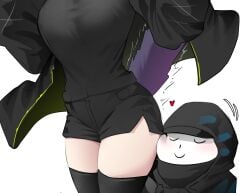 1boy 1girls animal_tail arknights big_breasts big_thighs breasts busty cat_girl cat_tail closed_eyes closed_smile clothed coat curvaceous curvy cute dem_legs doctor_(arknights) face_out_of_frame female giant_breasts gigantic_breasts head_on_pillow heart hips hooded_coat hoodie hotpants huge_breasts huge_thighs jessica_(arknights) jessica_the_liberated_(arknights) k0ng large_breasts large_thighs legs light-skinned_female light_skin male massive_breasts massive_thighs on_side seductive seductive_look seductive_pose short_shorts shorts simple_background smile surprised tagme thick_lips thick_thighs thighhighs thighs tight_clothing tight_fit tight_shorts tremble_spikes trembling voluptuous waist wasp_waist white_background wide_hips wide_thighs