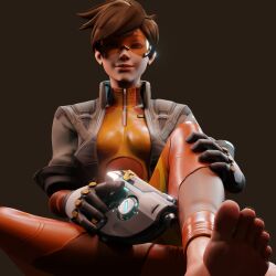 3d dommorama eye_contact feet female foot_fetish foot_focus fully_clothed holding_weapon looking_at_viewer no_penetration overwatch overwatch_2 self_upload shoes_removed solo solo_female solo_focus tinted_eyewear tracer