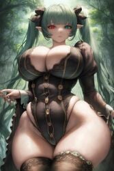 1girls ai_generated curvaceous curvy elf elf_ears green_hair holaraai huge_ass huge_breasts judy_(valentxne) original original_character pointy_ears thick_thighs thighhighs twintails valentxne