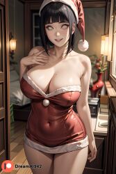 1girls after_sex ai_generated bed bedroom boruto:_naruto_next_generations christmas christmas_clothing christmas_outfit dreamai942 female girl hi_res high_resolution highres hyuuga_hinata large_breasts looking_at_viewer naruto naruto_(series) sex solo solo_female