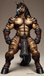 1boy ai_generated anthro anthrofied equid equine equine_genitalia equine_penis horse horse_penis horsecock huge_balls huge_cock huge_testicles lonely_man monster monster_boy monster_cock muscle muscles muscular muscular_anthro muscular_male original original_character thancrus