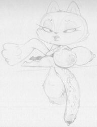 anthro balls big_balls big_breasts big_penis bodily_fluids breasts candle_fox canid canine cum cum_drip cum_dripping_from_penis dripping erection female fox genital_fluids genitals graphite_(artwork) herm huge_balls huge_breasts huge_cock hyper hyper_balls hyper_genitalia hyper_penis intersex kiff_(series) mammal monochrome nipples penis sbshouseofpancakes short_stack solo traditional_media_(artwork)