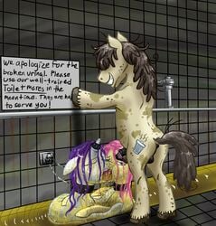 anus bathroom cutie_mark drinking earth_pony equine fluttershy_(mlp) friendship_is_magic harryclopper horn horse living mammal my_little_pony peeing pegasus pen pig pigpen pony porcine rarity_(mlp) straight_hair tail toilet unicorn urine watersports what wings