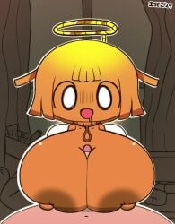 1boy 1girls 2024 angel angel_wings animated areolae breasts chibi_style colored_skin drooling erotic_chibi halo huge_breasts indoors isei_(artist) looking_at_viewer looping_animation mv_character navel nipples no_sound noose open_mouth orange_skin outline paizuri penis pepoyo pov rope_around_neck short_hair straight suicide_fairy tagme turiel video white_eyes wings