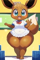 after_school ai_generated anthro awokose bottom_heavy brown_fur cute eevee flat_chest fur green_eyes huge_ass humanoid large_ears large_eyes midget nintendo pink_panties pokémon_(species) pokemon pokephilia short shortstack thick_thighs