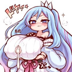 1girls alexi_(tits!) arekishi big_breasts bimbo blue_eyes blue_hair breasts cleavage_cutout clothing_cutout cum cum_on_body cum_on_breasts cumdrip cutout duel_monster female gigantic_breasts highres huge_breasts kakuretenai large_breasts long_hair looking_at_viewer massive_breasts short_stack shortstack smug solo torn_clothes translation_request very_long_hair witchcrafter_madame_verre yu-gi-oh!