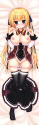 blonde_hair blue_eyes blush breasts dakimakura female madosoft nipples panties pink_panties sakuragi_roofolet_ashe school_uniform solo utsunomiya_tsumire wagamama_high_spec