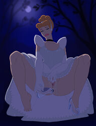 1girls anal anal_insertion anus biting_own_lip blonde_hair choker cinderella_(1950_film) cinderella_(disney) disney disney_princess dontfapgirl dress female female_only glass_slipper gloves hairband high_heels long_gloves masturbating masturbation no_panties object_insertion pussy pussy_juice shoulder_guards solo solo_female squatting wet_pussy