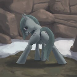 2016 anatomically_correct anatomically_correct_pussy animal_genitalia animal_pussy anus ass cutie_mark difetra earth_pony equine female feral friendship_is_magic highres hooves horse horsepussy looking_back mammal marble_pie my_little_pony outdoors pony presenting_hindquarters pussy rear_view solo