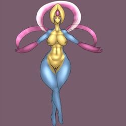 1girls 2016 anthro anthrofied areolae blue_skin breasts brown_nipples cresselia female gap highres large_breasts legendary_pokemon looking_at_viewer lurkingtyger multicolored_skin nintendo nipples nude pokemon pokemorph purple_background purple_eyes purple_skin pussy simple_background sketch solo standing thick_thighs wide_hips yellow_skin