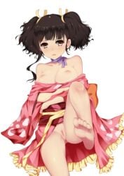 anus barefoot bba1985 breasts clothing feet koutetsujou_no_kabaneri mumei_(kabaneri) pussy soles toes transparent_background transparent_png