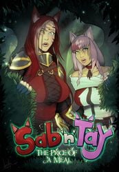 2girls absurdres big_breasts breasts catgirl comic cover_page devil_hs english_text female female_only female_to_futa final_fantasy final_fantasy_xiv highres large_breasts miqo'te sabrith_ebonclaw tayelle_ebonclaw