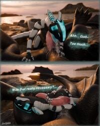 3d_(artwork) 4:5 absurd_res anthro anthro_on_feral anthro_penetrated armor black_body blender_(artwork) blender_cycles bodily_fluids breasts bulge comic cum cum_from_mouth cum_in_mouth cum_inside cum_on_penis cum_vomit detailed_background dewith dialogue digital_media_(artwork) dragon dreamworks duo end_page english_text european_mythology exposed_breasts female female_anthro feral first_person_view fury_(httyd) genital_fluids genitals glowing glowing_eyes hand_on_belly hand_on_bulge hand_on_penis hi_res holding_penis how_to_train_your_dragon knot knotted_penis larger_male lying lying_on_another machine male male/female male_feral mythological_creature mythological_scalie mythology night_fury on_back oral oral_penetration orgasm paws penetration penis plate plate_armor robot robot_anthro scalie sea sex size_difference smaller_female smug squinted_eyes sunset synth_(vader-san) tail text tongue visor water western_dragon wi_(dewith) zoophilia