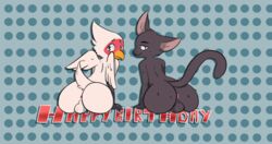 anus ass avian backsack balls beak bird feline isaac_(dosent) looking_back male male_only mammal martin_(doesnt) polygonheart raised_tail simple_background sitting thepolygonheart yaoi