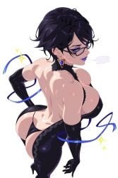 1girls arm_gloves ass_crack back bayonetta bayonetta_(character) bayonetta_2 big_ass big_breasts big_butt black_hair busty butt_crack camtheartguy dark_hair exposed_ass exposed_back fat_ass female female_only glasses gothic gothic_girl high_heels huge_breasts large_ass large_breasts large_butt light-skinned_female light_skin lipstick makeup milf panties platinum_games purple_lipstick short_hair side_view thick thick_ass thong viewed_from_above