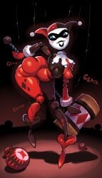 ball_joints batman_(series) capcognito clown doll doll_joints dollification harley_quinn harley_quinn_(classic) leaning_forward marionette puppet puppet_strings suspension tight_clothing wide_hips