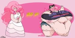 1girls belly_overhang big_belly big_breasts big_lips dress fat gigantic_breasts huge_ass huge_belly huge_breasts morbidly_obese morbidly_obese_female nerd nerdification nipple_slip obese obese_female overweight overweight_female pink_hair rose_quartz_(steven_universe) shortstack shortstackification skeletal_boy steven_universe sweaty sweaty_body thick_thighs transformation uglification weight_gain weight_gain_female xanderdwulfe