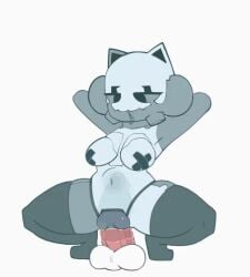 2025 abdominal_bulge animated anthro balls big_penis black_inner_ear bodily_fluids bouncing_breasts breasts clothing countershading cowgirl_position crouching defunctumbra duo female female_penetrated from_front_position genital_fluids genitals grey_body hands_behind_head hybrid internal legwear looking_down machine male male/female male_penetrating male_penetrating_female navel nipple_tape on_bottom on_top open_mouth pasties penetration penile penile_penetration penis penis_in_vagina pink_penis plantigrade pointy_ears raised_heel robot sex tape thick_thighs thigh_highs translucent vaginal vaginal_fluids vaginal_penetration vein veiny_penis vulva white_balls