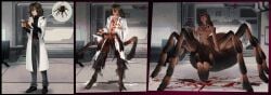 arachnid blood bloody driae dryder emo emo_hair kraujas lab laboratory makeup male monster multiple_eyes painful piercing skinny skinny_male spider spiderbite_piercing tarantula transformation twink writing