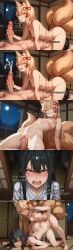 1futa 1girls 1male ai ai_generated ai_generated_background andreas_ai angry animal_ear_fluff big_penis black_hair blonde_hair brown_eyes comic comic_strip cum cum_in_mouth cum_in_pussy cum_inside cum_on_back cum_on_floor cum_overflow cum_puddle cumshot doggy_style dominant_female ejaculation excessive_cum explicit female female_on_male female_on_top fluffy_tail fox_ears fox_girl fox_tail from_behind futa_on_female futanari green_eyes grin hair_ornament handjob indoors long_hair lying_on_back male monster_girl_quest multiple_tails night nine_tailed_fox nipples nsfw open_mouth penis petite petite_body petite_female red_markings rolling_eyes sequence sitting_on_face sitting_on_penis small_breasts smaller_dominant smug smug_female speaking stars tail tails tamamo_(monster_girl_quest) tatami text thrusting_into_ass tongue_out vaginal_penetration young_female