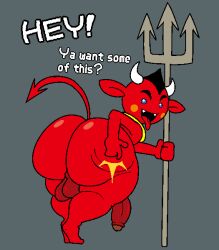 1boy ass ass_bigger_than_head ass_focus ass_slap back_view balls ballsack bent_over big_ass black_hair blue_eyes blush blush_stickers bottom_heavy bubble_butt completely_nude completely_nude_male demon demon_boy demon_horns demon_humanoid demon_tail devil devil_horns devil_tail english_text fangs femboy flaccid flaccid_penis from_behind full_body grey_background holding_object holding_weapon horns huge_ass humanoid humanoid_penis imp inviting inviting_to_sex large_ass looking_at_viewer looking_back male male_only mario_(series) mob_face naked naked_male nintendo nude nude_male penis pitchfork pointy_ears presenting presenting_hindquarters red_(warioware) red_body red_skin ripples rippling_ass sharp_teeth shiny_ass shiny_balls shiny_butt shiny_penis shiny_skin shortstack showing_ass slap slapping_ass slapping_butt slapping_own_ass smacking_ass smacking_own_ass solo solo_male spanking spanking_ass tail text thewastetunnels thick_ass thick_thighs thighs tongue tongue_out trident twink wario_(series) warioware weapon
