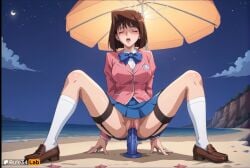 1girls ai_generated arm_support beach blazer blue_bow blue_bowtie blue_dildo blue_skirt blush bow bowtie breasts brown_footwear brown_hair clitoris closed_eyes cloud collared_shirt condom crescent_moon dildo dildo_in_pussy dildo_insertion dildo_riding female female_masturbation female_only full_body garter_straps hi_res jacket kneehighs loafers long_sleeves masturbation medium_breasts medium_hair miniskirt mole mole_under_eye moon night night_sky no_panties object_insertion ocean open_mouth outdoors pink_jacket pleated_skirt pussy pussy_juice riding_dildo rock rule34lab sand school_uniform shirt shoes short_hair skirt sky socks solo spread_legs squatting squatting_on_dildo star_(sky) tea_gardner teeth thigh_strap umbrella uncensored upper_teeth_only vaginal_insertion vaginal_masturbation vaginal_object_insertion vaginal_penetration water white_shirt white_socks yu-gi-oh!