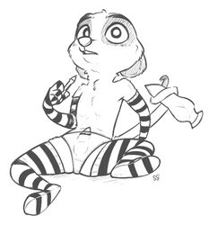 2016 alec's_meerkat alec8ter anthro balls clothed clothing crossdressing cute dildo fur girly leggings legwear male mammal meerkat mongoose monochrome panties partially_clothed penis sex_toy shocked simple_background surprised underwear white_background wide_eyed