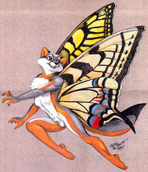 1990s 1995 1boy 20th_century anthro arthropod balls brown_eyes butterfly canine flying fox furry hybrid insects male male_only mammal open_mouth penis solo terrie_smith wings