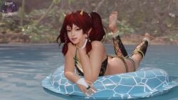 3d animated ass beach clothing dead_or_alive feet female kanna_(dead_or_alive) lazyprocrastinator lying pussbernpuss sound tagme video water
