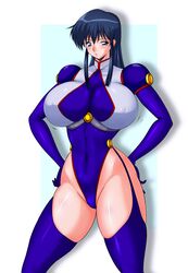 blue_hair bouncing_breasts huge_breasts shinkon_gattai_godannar!! shizuru_fujimura tete_(tt101s)