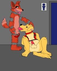 bondage bound bubble bubbleslabrador canine dog fellatio five_nights_at_freddy's fox foxy foxy_(fnaf) harness labrador male/male mammal oral penis sex tagme video_games