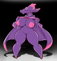 averyshadydolphin big_breasts breasts female ghost looking_at_viewer mismagius nintendo nipples pokemon pokemon_(species) pussy solo spirit thick_thighs wide_hips