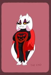1girls big_breasts breasts chubby chubby_female clothing comic comic_page curvy female goat happy heart hips mature_female milf nipples red_eyes seductive solo solo_female toriel underfell