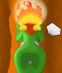 against_tree artist_name big_ass big_breasts big_penis blush blush_lines fire grabbing_from_behind green_skin hi_res highres outdoor_sex outdoors plants_vs_zombies plants_vs_zombies:_heroes sex_from_behind solar_flare_(pvz) tj_173 vaginal_penetration vaginal_sex white_skin