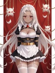 1girls ai_generated ass calamitas calamity_mod horns maid maid_uniform pussy terraria white_hair white_horn witch