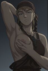 apron areola areolae arm_up armpits bandana big_breasts blonde_female blonde_hair blonde_hair_female blue_eyes breasts breasts_out dress female female_focus female_only fit_female grabbing_own_breast icelandic large_breasts looking_at_viewer mature_female mature_woman muscle_mommy nipples nordic nordinex5 norse_woman outdoors perfect_body showing_breasts sky snow solo solo_female solo_focus squeezing_breast tits_out toned_body toned_female undressing viking viking_female vinland_saga winter ylva_(vinland_saga)