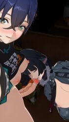 1futa 1girls 3d 3d_(artwork) animal_ears bangs belle_(zenless_zone_zero) big_breasts big_penis black_hair blue_hair blunt_bangs blush bottomless breasts_out closed_eyes dark_blue_hair fingerless_gloves futanari gloves grabbing_penis highres imminent_fellatio imminent_oral jane_doe_(zenless_zone_zero) large_breasts light-skinned_female light-skinned_futa light_skin never_yapph parted_lips penis_on_face penis_on_lips selfie shirt_lift short_hair sleep_molestation sleeping teeth veiny_penis zenless_zone_zero