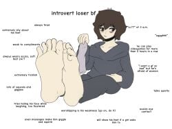 1boy black_hair cute embarrassed english_text feet foot_fetish foot_focus komafficial looking_away meme painted_nails short_hair shy simple_background soles toes twink