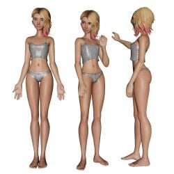 1girls 3d aniroxas blonde_hair daz_studio full_body grey_panties grey_underwear model_sheet panties solo spider-gwen spider-man:_into_the_spider-verse underwear
