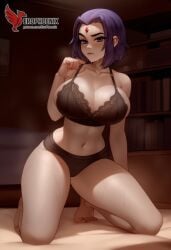 1girls ai_generated ass back big_ass big_breasts dc dc_comics erophoenix female female_focus from_behind full_body jewelry long_hair looking_at_viewer nude pale_skin pale_skinned_female patreon_username pointy_ears purple_eyes purple_hair raven_(dc) short_hair sideboob solo teen_titans thick thick_thighs uncensored