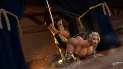 1futa 1girls 3d bellakvo big_breasts black_hair blizzard_entertainment blonde_hair female futa_on_female futanari huge_breasts human human_(world_of_warcraft) jaina_proudmoore kyvee_(pickles_wra) light-skinned_female light-skinned_futa light_skin multicolored_hair original_character pole sex squatting thick_thighs vaginal_penetration vaginal_sex voluptuous voluptuous_female warcraft white_hair wide_hips world_of_warcraft