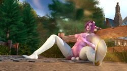1girls 3d aeleana bellakvo blizzard_entertainment easter easter_egg female night_elf noblegarden nude pinup purple_hair purple_skin pussy solo spread_legs tattoo thighhighs warcraft world_of_warcraft
