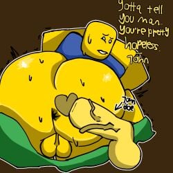 anus artlurkervx ass asshole balls blocky_body disembodied_penis english_text forsaken_(roblox) helpless huge_ass huge_cock john_doe_(forsaken) john_doe_(roblox) male noob noob_(forsaken) noob_(roblox) penis precum roblox roblox_game robloxian self_upload sweating tagme text yaoi yellow_body