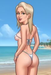 1girls 2d 2d_(artwork) ai_generated ass bikini bikini_bottom bikini_top blonde_hair blonde_hair bra breasts civitai daeisi digital_drawing_(artwork) female female_focus female_only light-skinned_female light_skin medium_breasts panties presenting_ass sara_(summertime_saga) showing_off sideboob summertime_saga