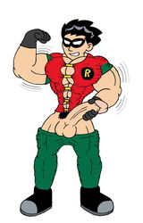 1boy abs biceps big_balls big_penis dc dc_comics dcau dick_grayson flex male male_only muscle_growth muscular muscular_male pants_down paradogta pecs penis robin_(dc) robin_(dick_grayson) shoes solo teen_titans tight_clothes