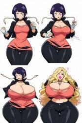 ai_generated big_breasts bimbofication blank_background blonde_hair breast_expansion breasts_bigger_than_head butt_expansion goldencum34 jirou_kyouka kyoka_jiro my_hero_academia purple_hair thick_thighs wide_hips
