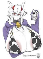 1girls ayatakazumu beelzebub_(helltaker) big_breasts helltaker horns huge_breasts looking_at_viewer