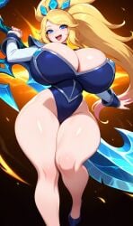 ai_generated blonde_hair huge_breasts janna_windforce league_of_legends summoner's_rift thick_thighs