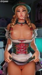 1girls 2025 3d 3d_(artwork) areolae blender blonde_female blonde_hair breasts breasts_out dress dress_lift epic_games female female_focus female_only fortnite fortnite:_battle_royale freckles freckles_on_face heidi_(fortnite) hi_res highres kiriyawn medium_breasts nipples no_bra no_panties no_panties_under_dress no_underwear ponytail ponytails presenting presenting_pussy pussy pussy_lips pussy_peek shaved_crotch shaved_pussy showing_off tease teasing vagina watermark